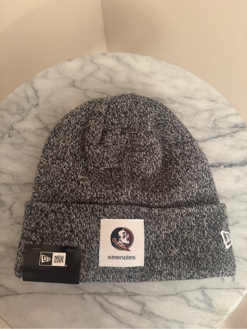 New Era FSU Florida State Seminoles Knit Beanie Gray Cuffed Hat NWT